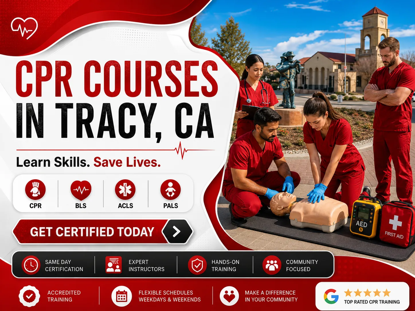 AHA-certified CPR BLS class for hospital staff in Tracy, CA