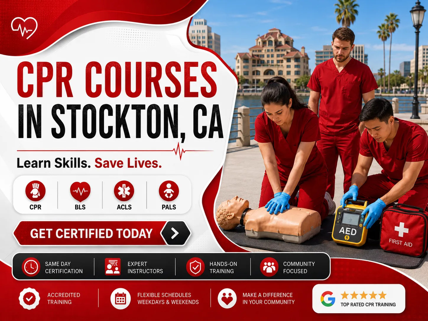 PALS and ACLS skills station practice in Stockton, CA